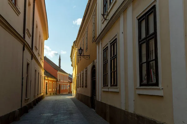 Rua Vazia Eger Hungria Uma Noite Primavera — Fotografia de Stock