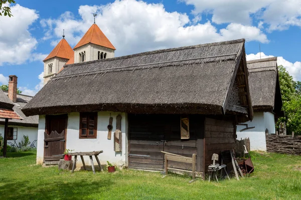 Traditionelles Dorfhaus Ocsa Ungarn Einem Sonnigen Frühlingstag — Stockfoto