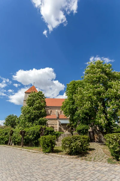 Монастырская Церковь Венгерского Города Окса Солнечный Весенний День — стоковое фото