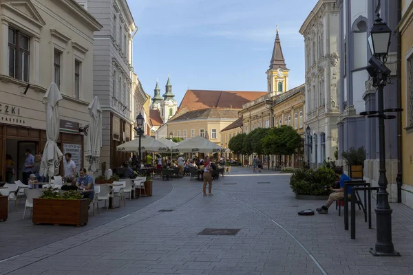 Szekesfehervar Ungarn 2020 Die Hauptstraße Der Innenstadt Von Szekesfehervar Einem — Stockfoto