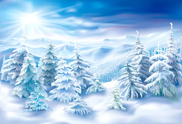 Paisaje nevado de invierno — Vector de stock