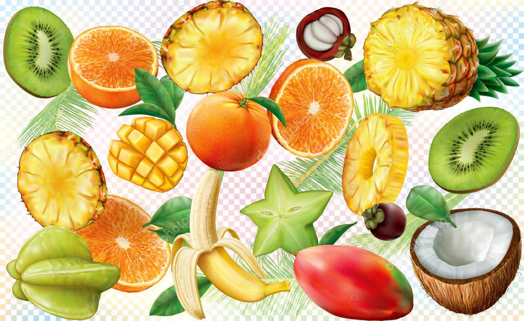 various tropicals Fruits background