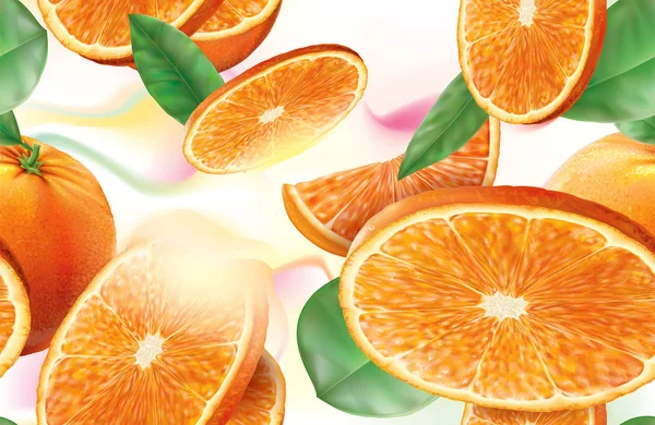 Fundo vetorial com laranjas frutas — Vetor de Stock