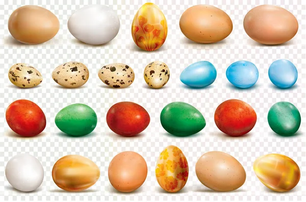 पारदर्शी पृष्ठभूमि पर रंगीन अंडे — स्टॉक वेक्टर