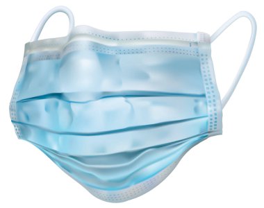 Yüzünü örtmek için tıbbi koruyucu maske. Vektör ağ illüstrasyonu