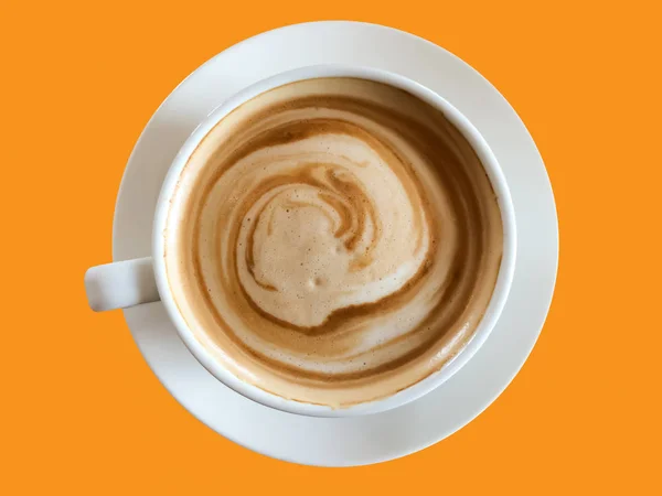 Kaffeetasse isoliert auf orangenem Hintergrund. Stockbild