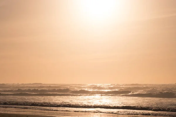 Sandy ocean coast at sunset. Atlantic Ocean, Morocco