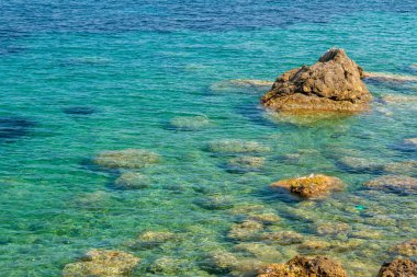İtalya 'nın Ligurian sahilinde, Portofino ve Santa Margherita Ligure yakınlarında yaz manzarası