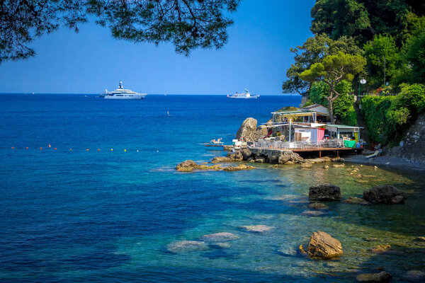 Summer landscape on the Ligurian coast in Italy near Portofino and Santa Margherita Ligure