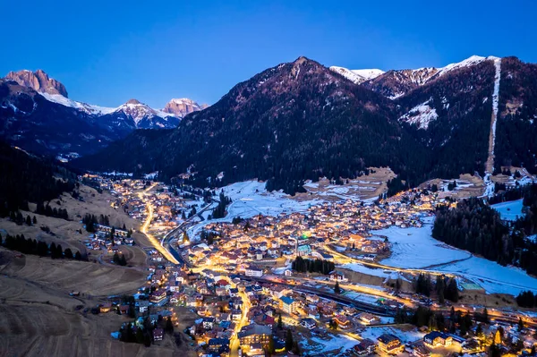 Nachtzicht Pozza Fassa Een Gemeente Trentino Het Noorden Van Italië — Stockfoto