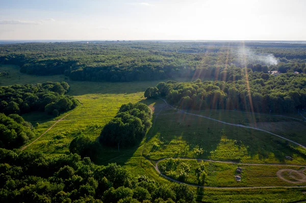 Letecký Pohled Krásný Park Zelený Les Rusko Vladimir City — Stock fotografie