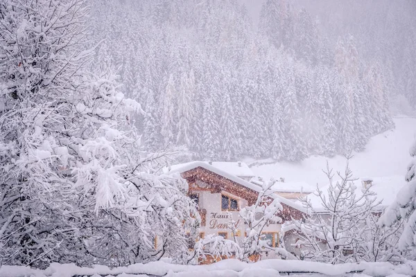 Paisagem Inverno Cidade Neustift Vale Stubai Áustria Casa Tirolesa Meio — Fotografia de Stock