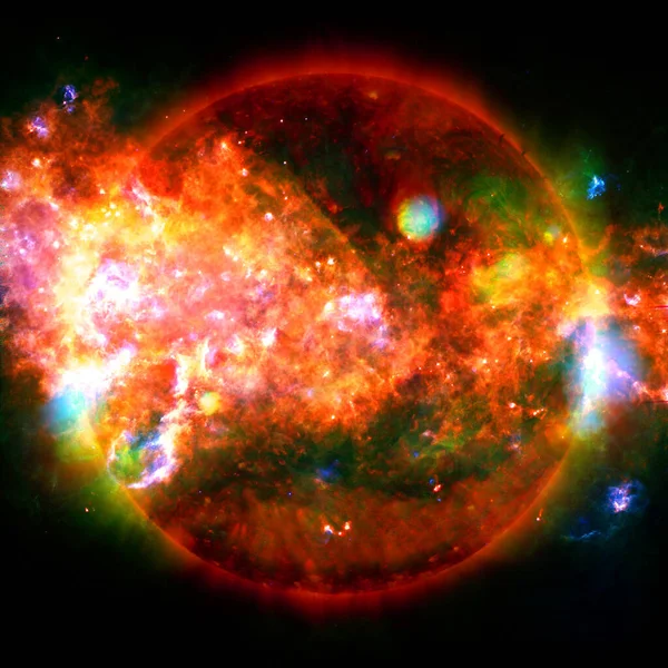 Una estrella extremadamente caliente. plasma líquido. Elementos de esta imagen proporcionados por la NASA . —  Fotos de Stock