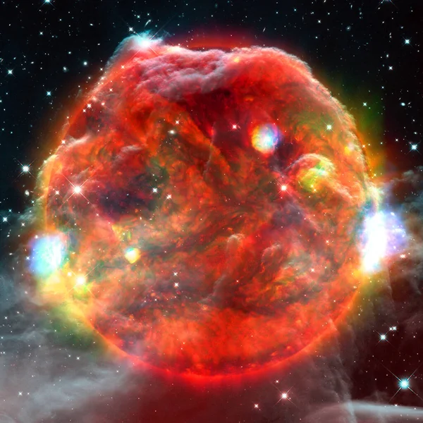 Una estrella extremadamente caliente. La llamarada del Sol. Elementos de esta imagen proporcionados por la NASA —  Fotos de Stock