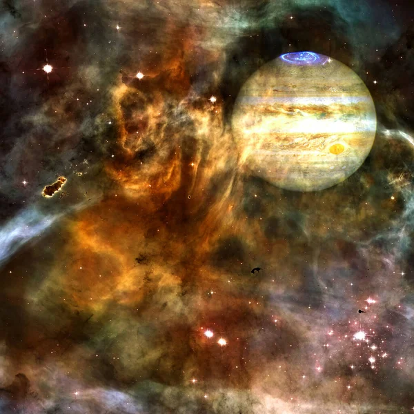 Юпитер в открытом космосе. Элементы этого изображения предоставлены НАСА — стоковое фото