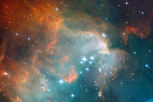 Kozmikus táj, fantasztikus sci-fi tapéta-val végtelen világűr. — Stock Fotó