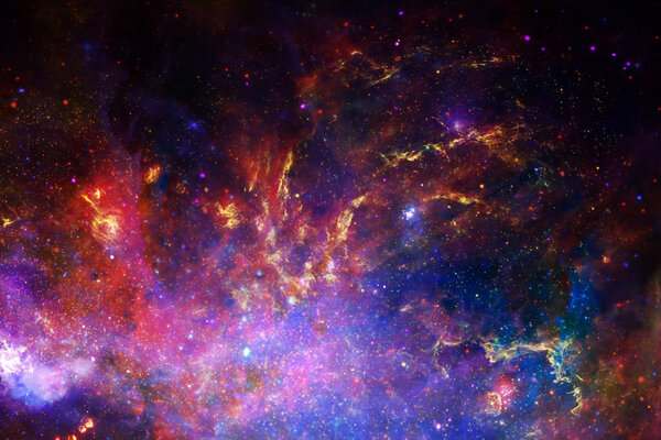 Universe scene with stars and galaxies in deep space