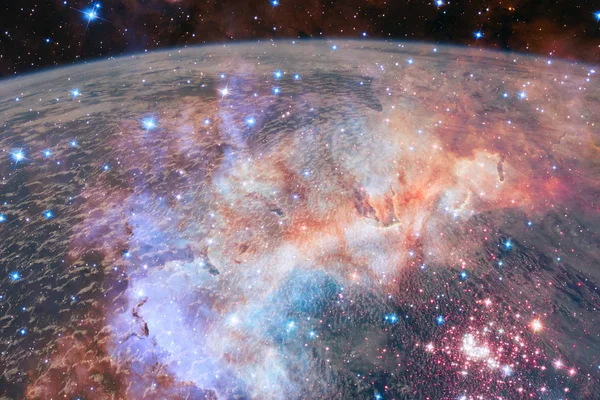 地球和星系。这幅图像由美国国家航空航天局提供的元素. — 图库照片