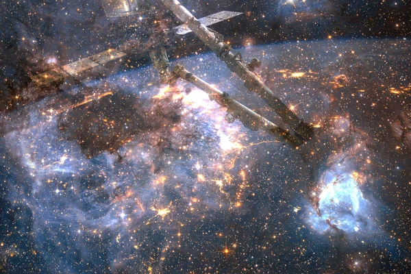 Erdplanet Und Raumstation Orbit Kosmische Kunst Elemente Dieses Bildes Von — Stockfoto