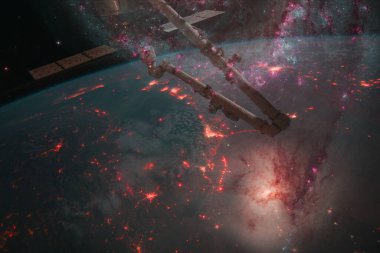 Dünya 'nın arka planında bu var. Evrenin güzelliği. Bu görüntünün elementleri Nasa tarafından döşenmiştir