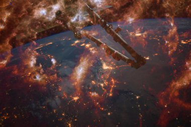 Dünya 'nın arka planında bu var. Evrenin güzelliği. Bu görüntünün elementleri Nasa tarafından döşenmiştir