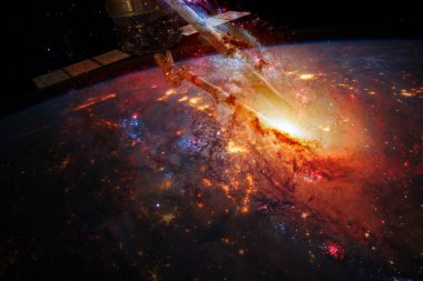 Dünya 'nın arka planında bu var. Evrenin güzelliği. Bu görüntünün elementleri Nasa tarafından döşenmiştir