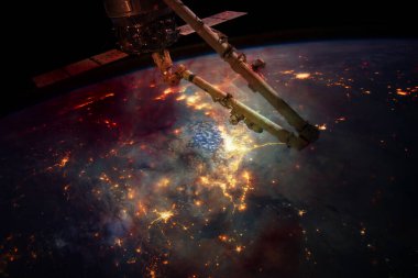 Dünya 'nın arka planında bu var. Evrenin güzelliği. Bu görüntünün elementleri Nasa tarafından döşenmiştir