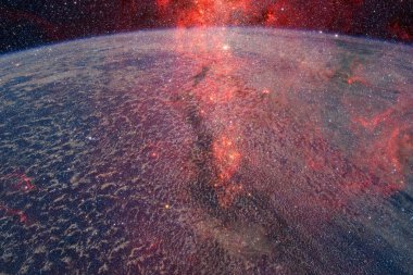 Dünya 'nın renkleri. Yörüngeden gezegenimiz. Kozmik manzara. Bu görüntünün elementleri Nasa tarafından döşenmiştir