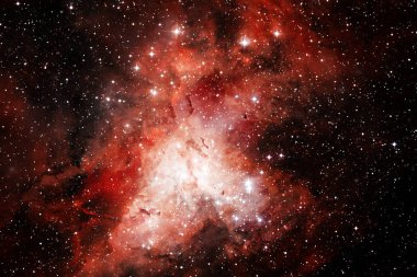 Derin uzayda yıldızların ve galaksilerin olduğu evren sahnesi uzay keşiflerinin güzelliğini gösteriyor. Nasa tarafından döşenmiş elementler.