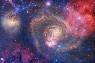 Uzayın derinliklerinde bir yıldız kümesi. Samanyolu Galaksisi. Bu görüntünün elementleri Nasa tarafından döşenmiştir.
