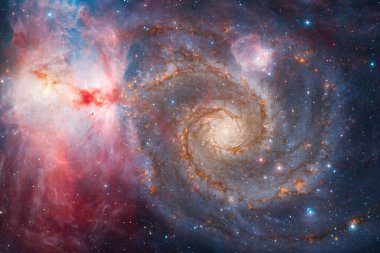 Harika galaksi. Bilim kurgu duvar kağıdı. Bu görüntünün elementleri Nasa tarafından döşenmiştir.