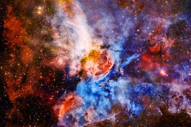 Uzayın derinliklerinde bir galaksi. Evrenin güzelliği. Nasa tarafından döşenmiş elementler.