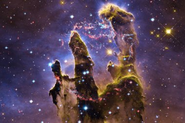 Sonsuz evrenin güzelliği. Bilim kurgu sanatı. Bu görüntünün elementleri Nasa tarafından döşenmiştir.
