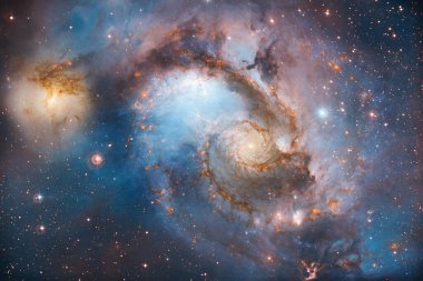 Galaksi uzayda. Güzel bir bilim kurgu duvar kağıdı. Bu görüntünün elementleri Nasa tarafından döşenmiştir