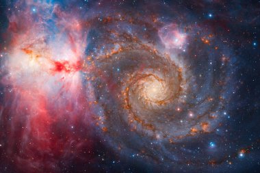 Nebula ve yıldızlı sonsuz uzay. Bu görüntünün elementleri Nasa tarafından döşenmiştir.