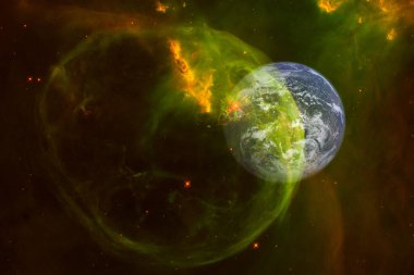 Dünya gezegeni dış uzayda. Bu görüntünün elementleri NASA tarafından desteklenmektedir