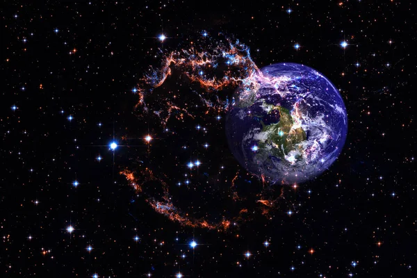 Země Galaxie Úžasná Tapeta Science Fiction Prvky Tohoto Snímku Poskytla — Stock fotografie