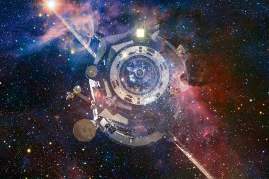 Uzay aracı uzaya fırlatıldı. Kozmos sanatı. Bu görüntünün elementleri NASA tarafından desteklenmektedir