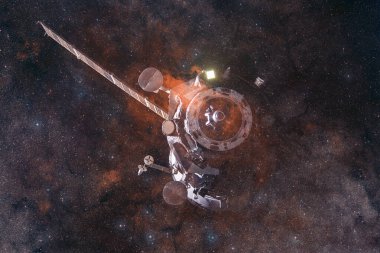 Uzay aracı uzaya fırlatıldı. Kozmos sanatı. Bu görüntünün elementleri NASA tarafından desteklenmektedir