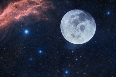 Ay. Güneş sistemi. Kozmos sanatı. Bu görüntünün elementleri NASA tarafından desteklenmektedir