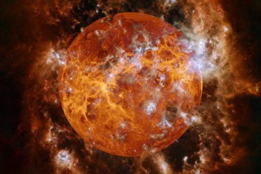 Venüs gezegeni. Güneş sistemi. Kozmos sanatı. Bu görüntünün elementleri NASA tarafından desteklenmektedir