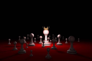 Secret society. Sect. Leader (chess metaphor). 3D render illustr clipart