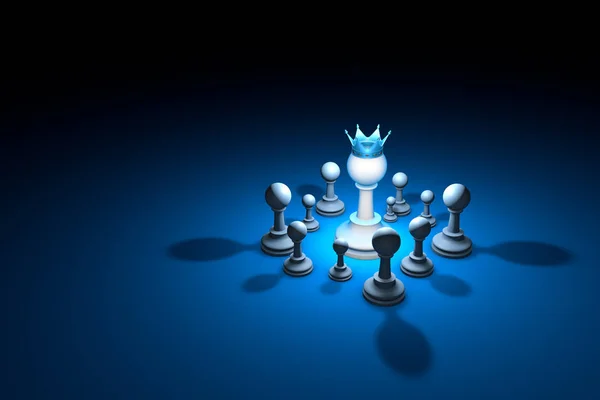 Сильна команда. Лідер (шахова метафора). 3D ілюстрація рендеринга. опісля — стокове фото