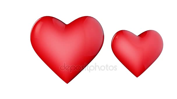 Dva milenci srdce. Valentine. 3D animace. — Stock video