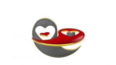 Yin Yang (sonsuz aşk sembolü). Doğu kültürü ve felsefe. 3D animasyon