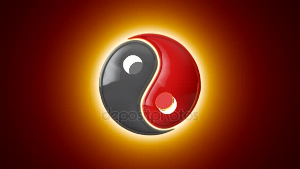 Mutual penetration. Yin Yang (a mutual addition of two opposites). Eastern culture and philosophy. Artistic background. 3D animation — Stock Video
