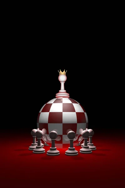 Monarchy. Power without oppositions. (Chess metaphor). 3D render. Free space for text. — Stock Photo, Image