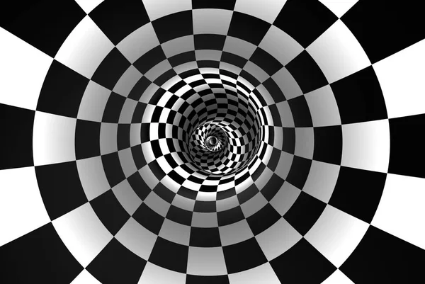 Chess spiral (konceptet bild). Utrymme och tid. 3D illustration Stockfoto