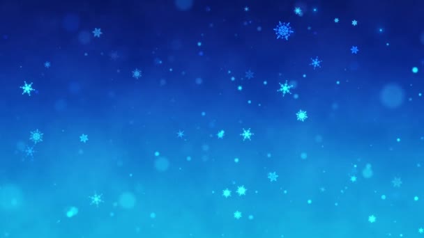 Schneefälle Und Dekorative Schneeflocken Winter Weihnachten Neujahr Dunkelblauer Künstlerischer Hintergrund — Stockvideo