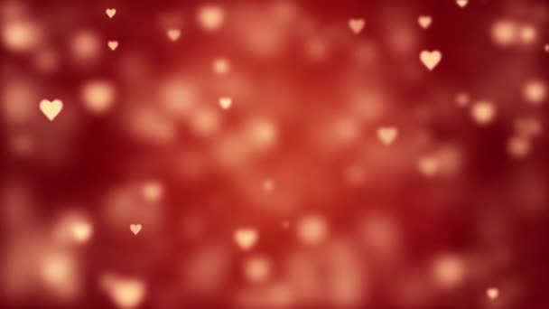 Glamoroso Fondo Romántico Con Corazones Rojos Tarjeta San Valentín Enfoque — Vídeos de Stock